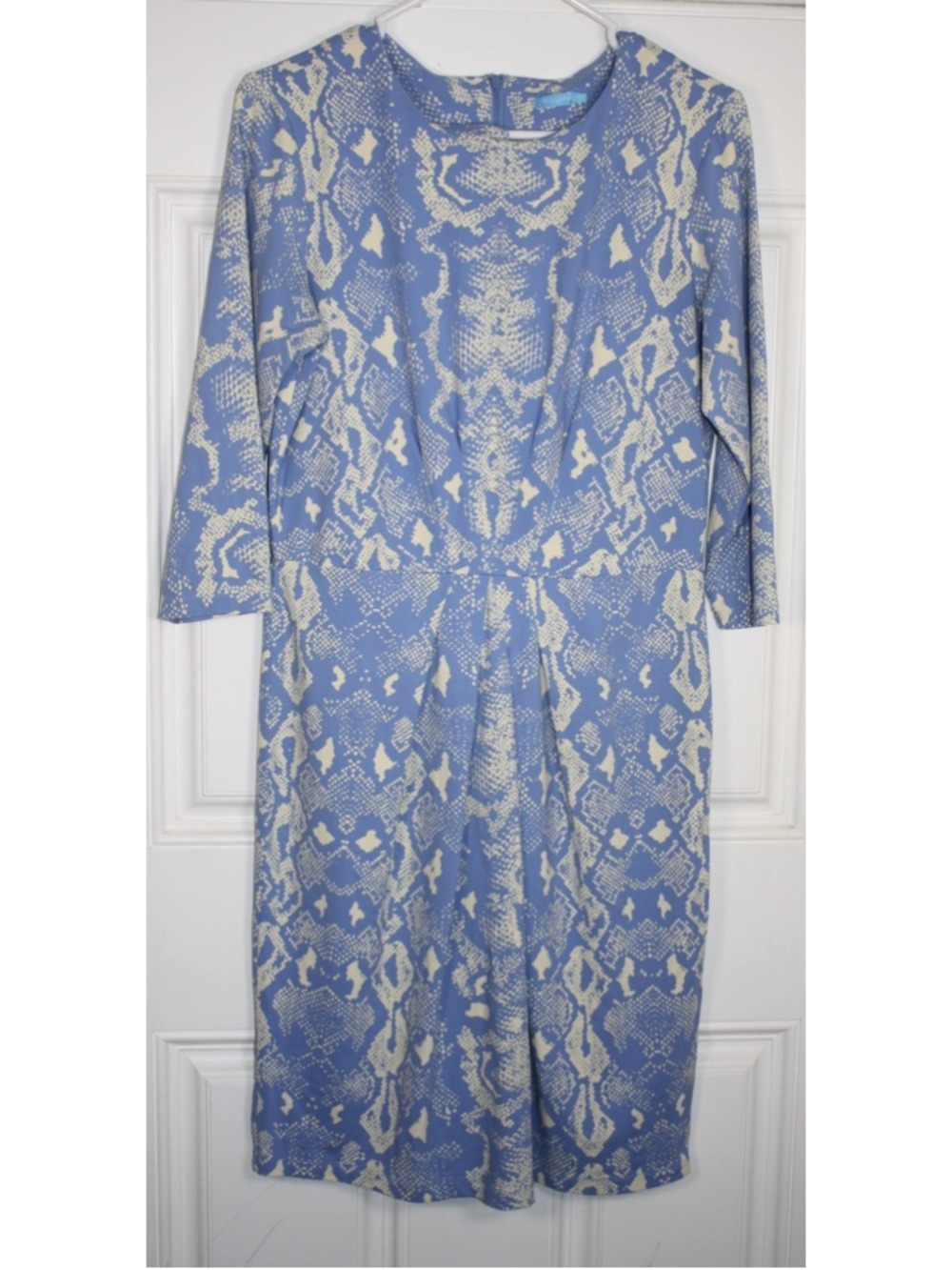 J. McLaughlin Blue Catalina Cloth Snakeskin Print Front Pleat Dress Size M